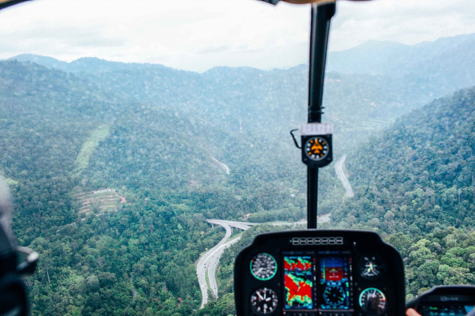View from Robinson R44 cockpit